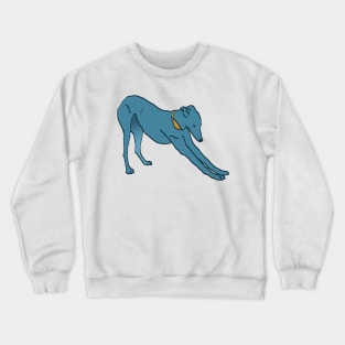 Stretching blue lurcher dog Crewneck Sweatshirt